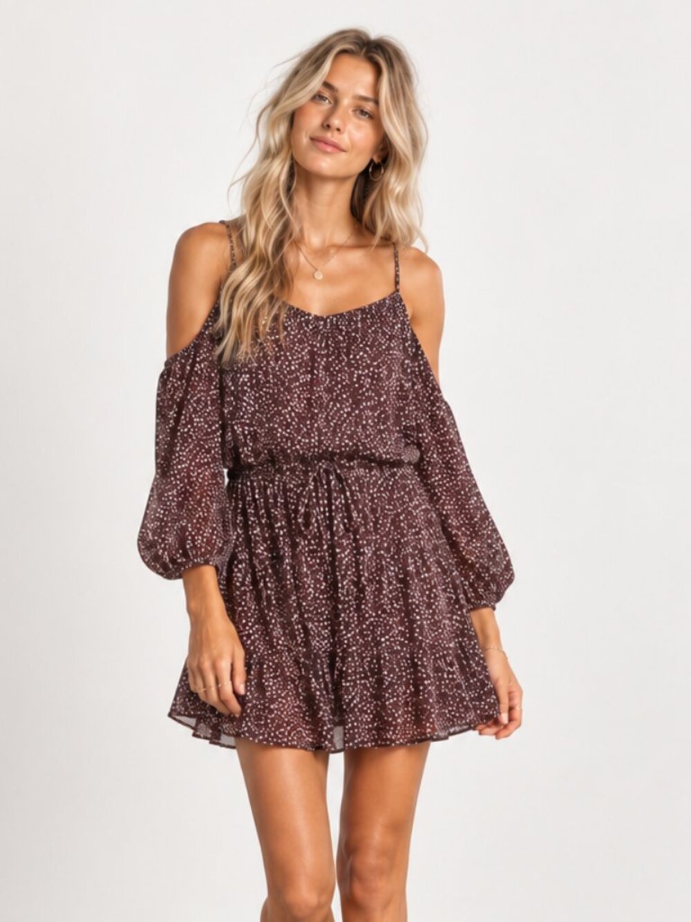 PAIGE Carmine Silk Off Shoulder Woodstock Floral Mini Dress Black Pink XS NWOT